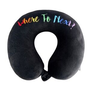 Steve Madden Travel Neck Pillow Black Where To Next Rainbow Pride Snap Closure